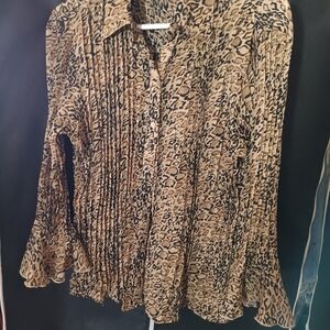 Essentials by Milano Animal Print Pleated Blouse